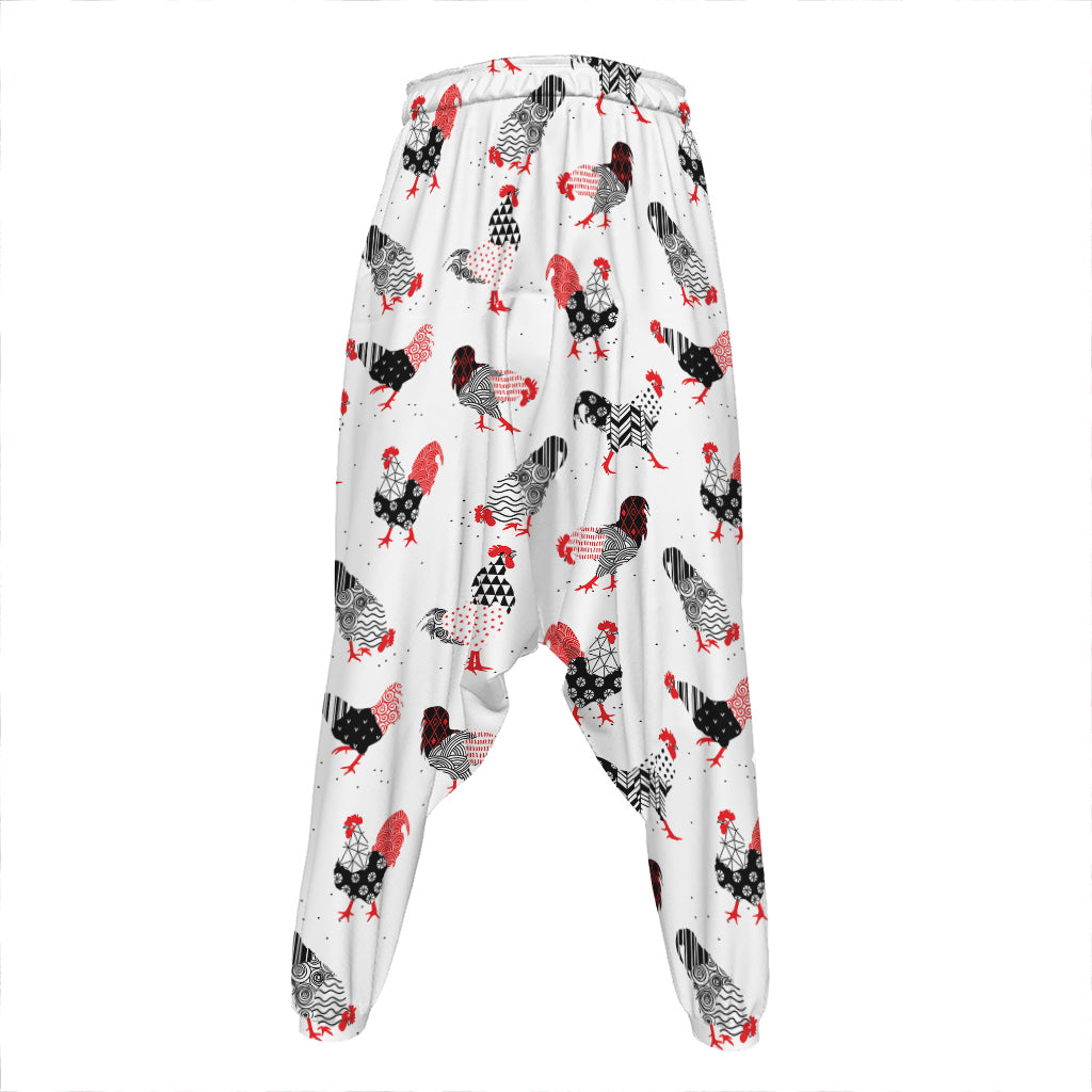 Exotic Chicken Pattern Print Hammer Pants