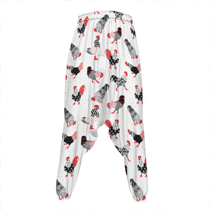 Exotic Chicken Pattern Print Hammer Pants
