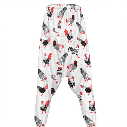 Exotic Chicken Pattern Print Hammer Pants