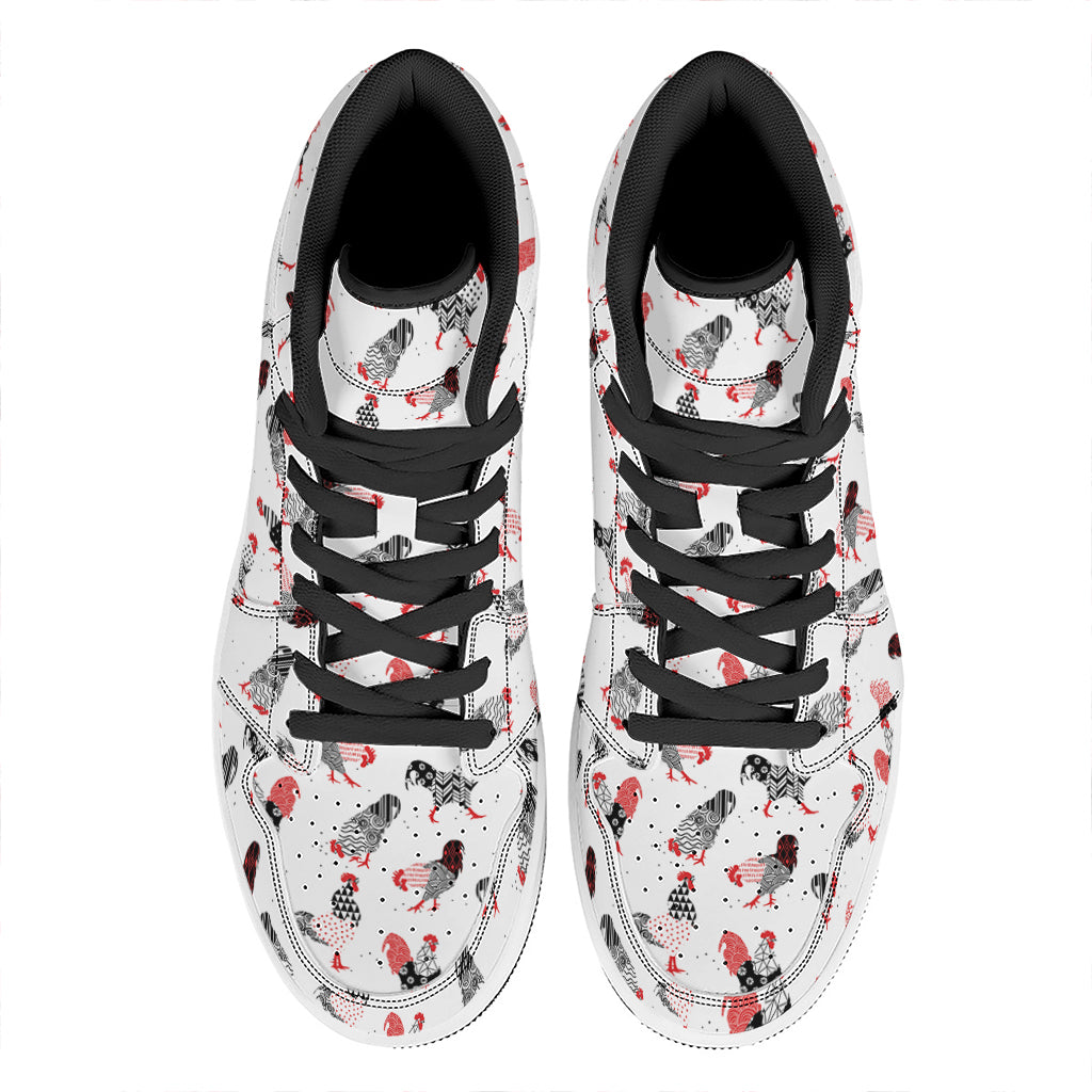Exotic Chicken Pattern Print High Top Leather Sneakers