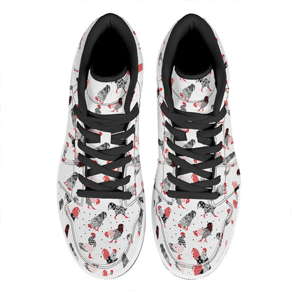 Exotic Chicken Pattern Print High Top Leather Sneakers