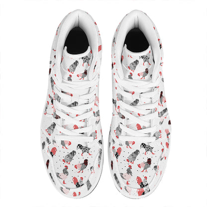 Exotic Chicken Pattern Print High Top Leather Sneakers