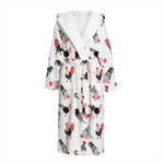 Exotic Chicken Pattern Print Hooded Bathrobe