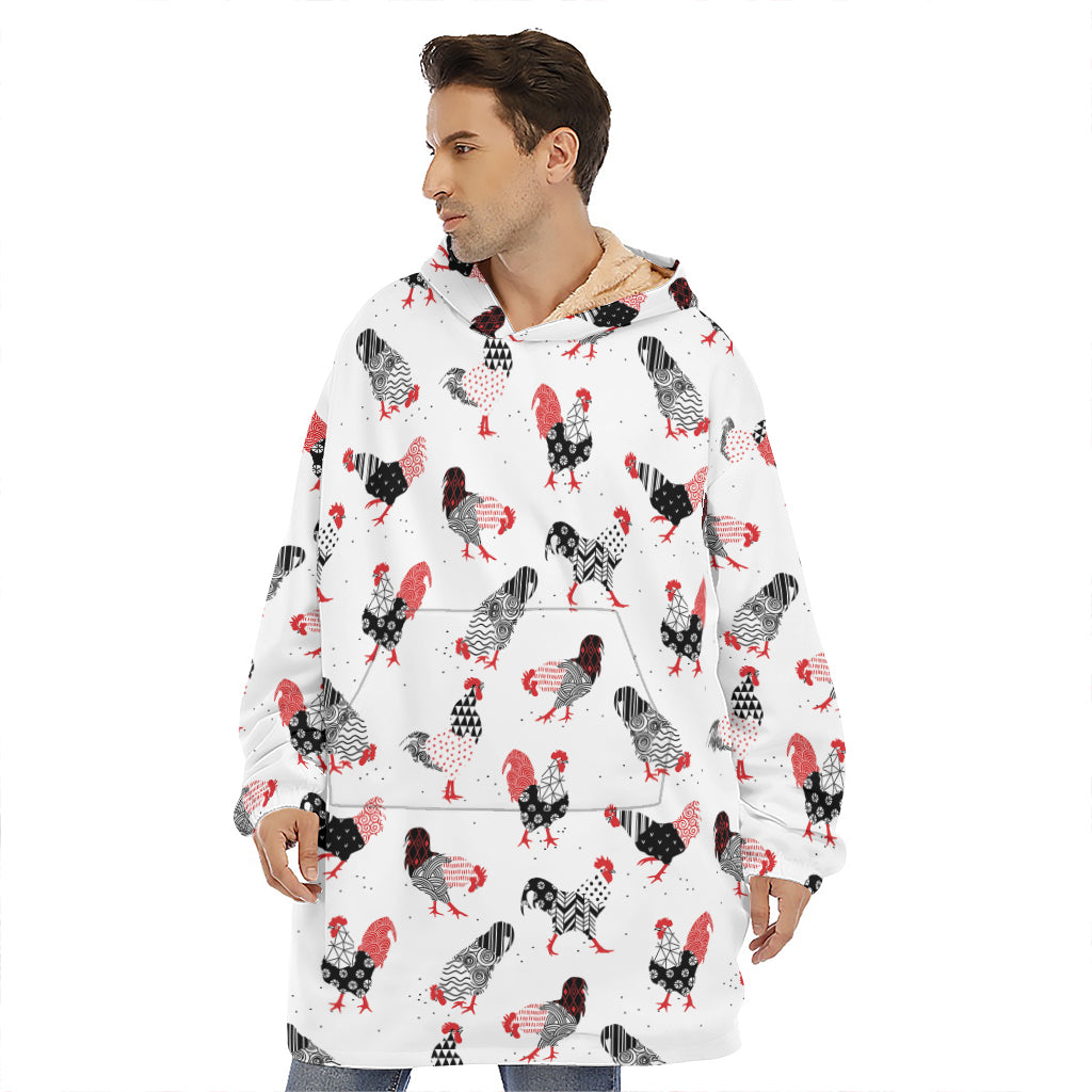 Exotic Chicken Pattern Print Hoodie Blanket