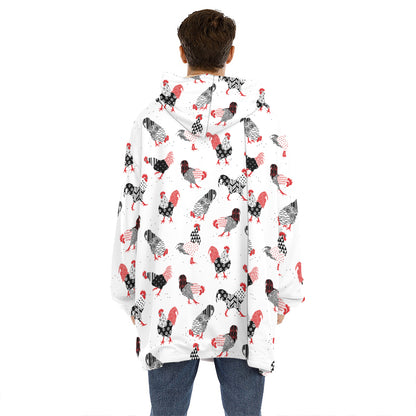 Exotic Chicken Pattern Print Hoodie Blanket