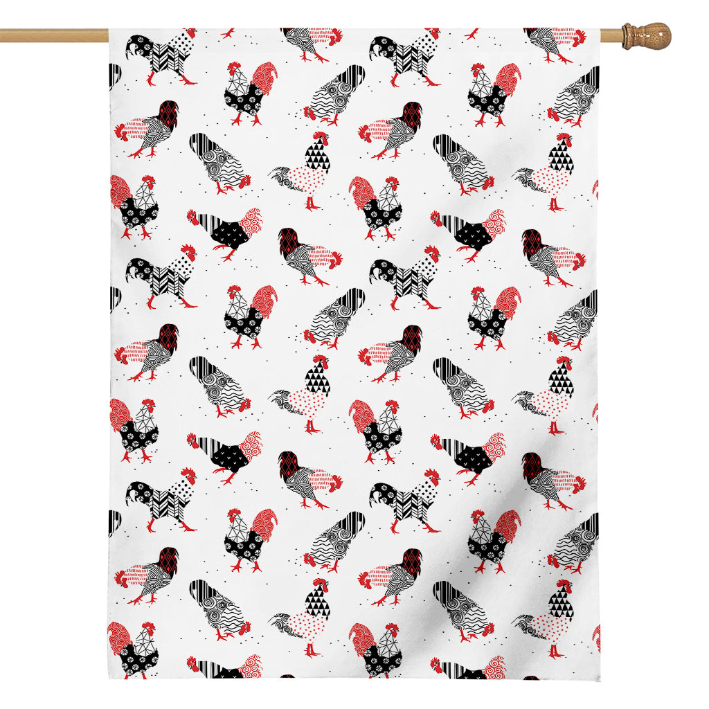 Exotic Chicken Pattern Print House Flag