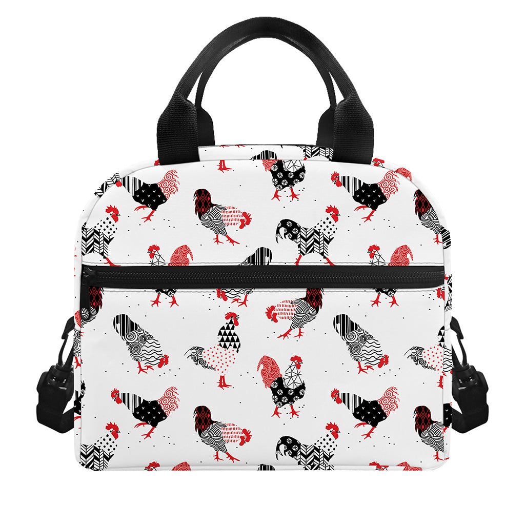 Exotic Chicken Pattern Print Insulated Lunch Bag