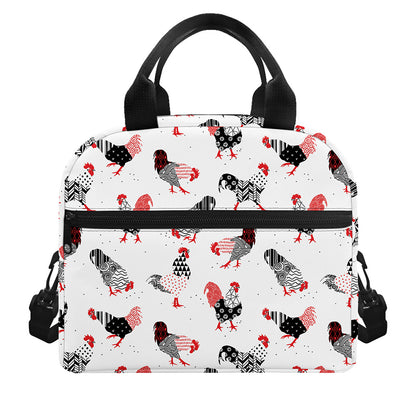 Exotic Chicken Pattern Print Insulated Lunch Bag