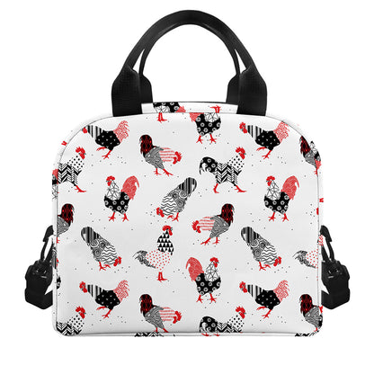 Exotic Chicken Pattern Print Insulated Lunch Bag