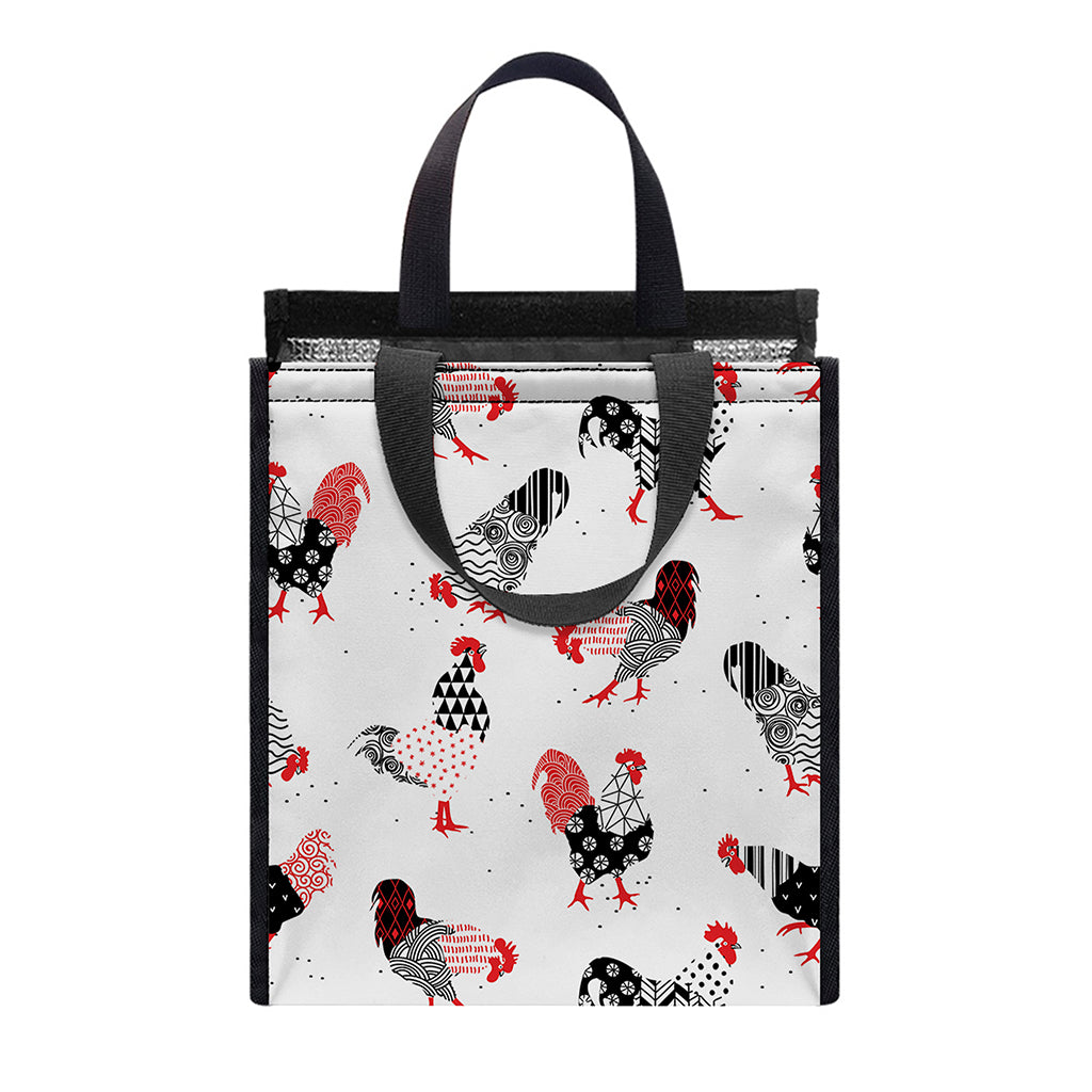 Exotic Chicken Pattern Print Insulated Lunch Tote