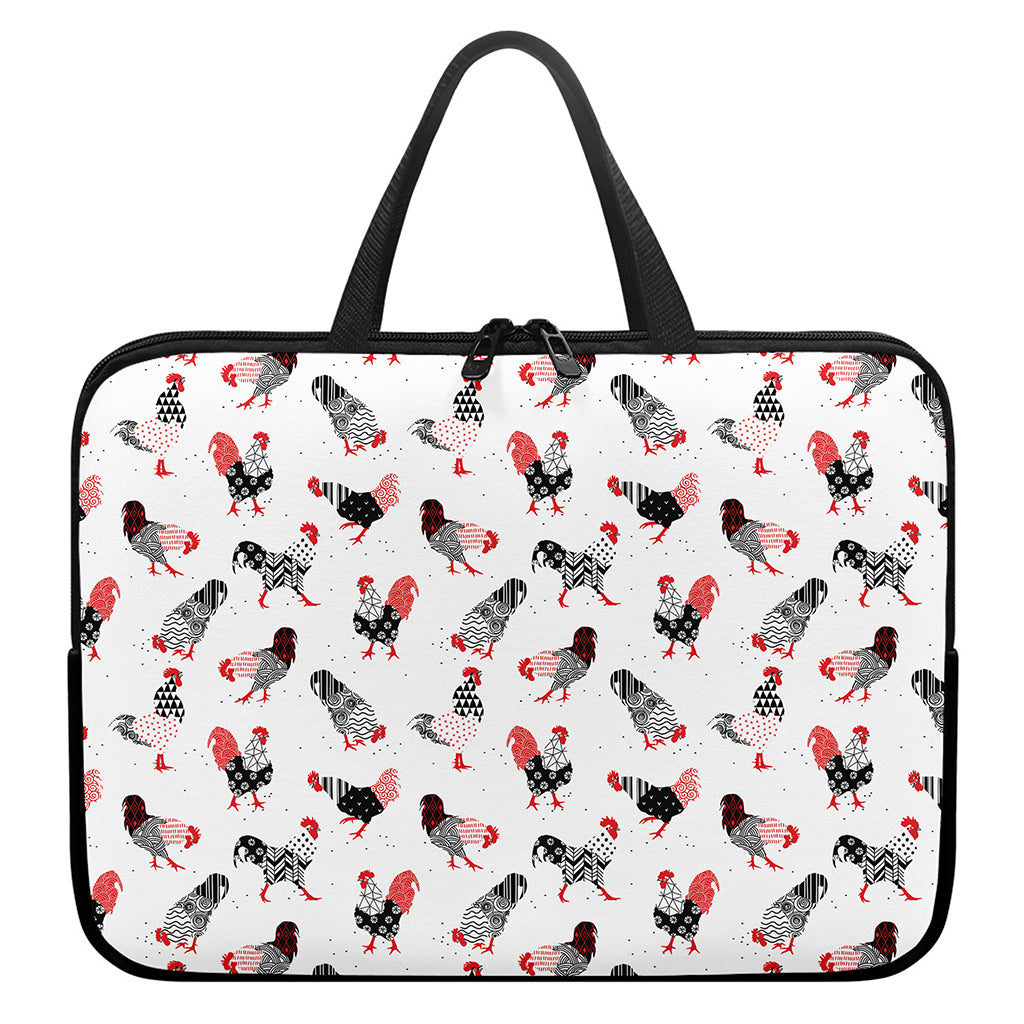 Exotic Chicken Pattern Print Laptop Sleeve With Handle