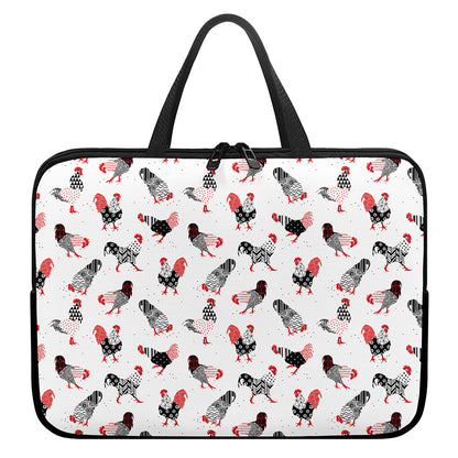 Exotic Chicken Pattern Print Laptop Sleeve With Handle