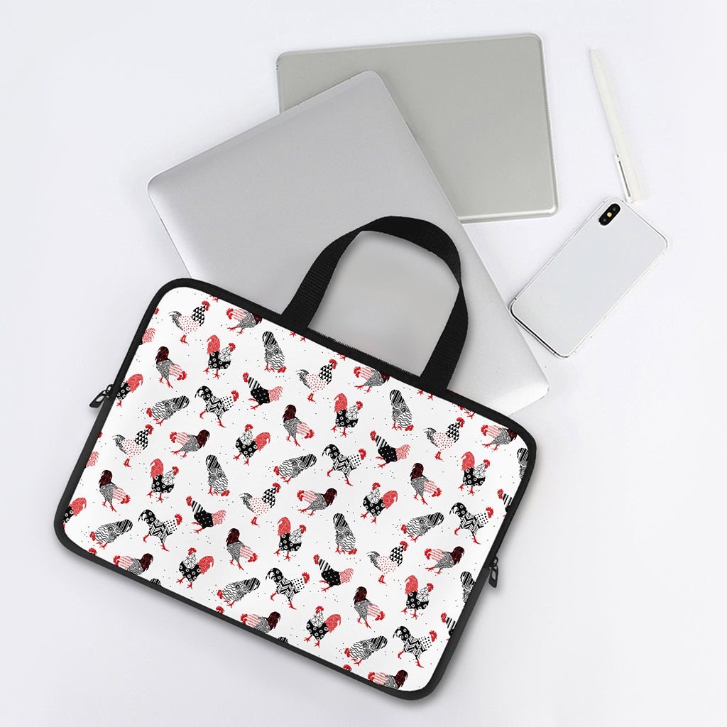 Exotic Chicken Pattern Print Laptop Sleeve With Handle
