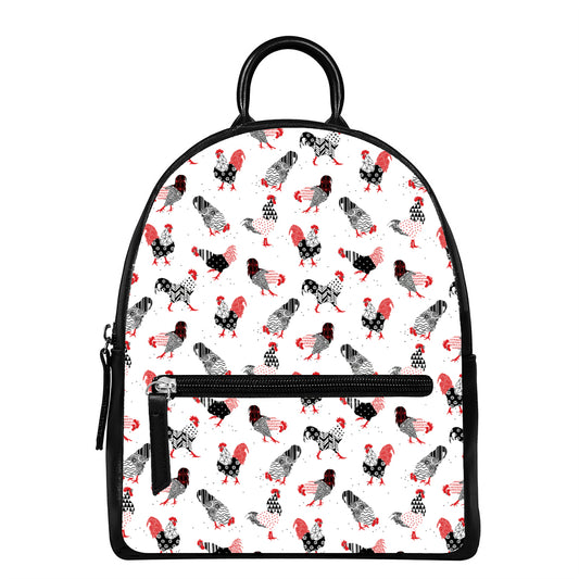 Exotic Chicken Pattern Print Leather Backpack