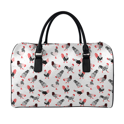 Exotic Chicken Pattern Print Leather Duffle Bag