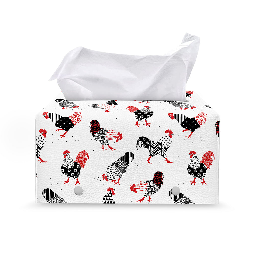 Exotic Chicken Pattern Print Leather Tissue Box Cover