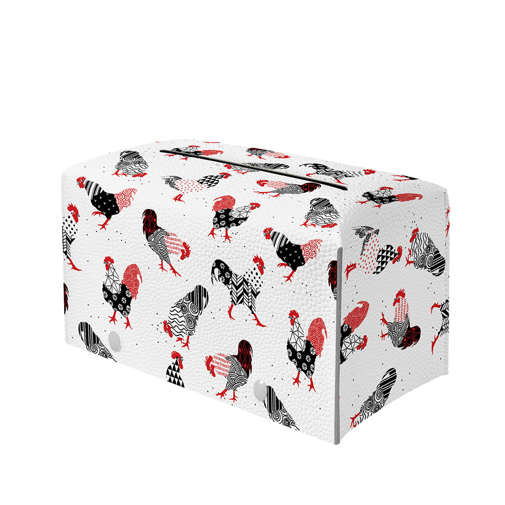 Exotic Chicken Pattern Print Leather Tissue Box Cover