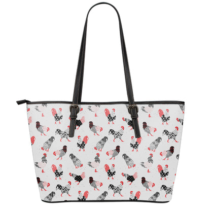 Exotic Chicken Pattern Print Leather Tote Bag