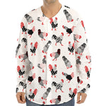 Exotic Chicken Pattern Print Long Sleeve Baseball Jersey