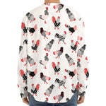Exotic Chicken Pattern Print Long Sleeve Baseball Jersey