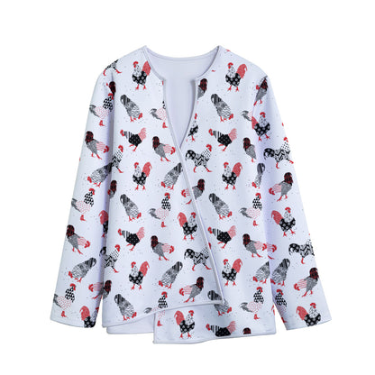 Exotic Chicken Pattern Print Long Sleeve Short Coat