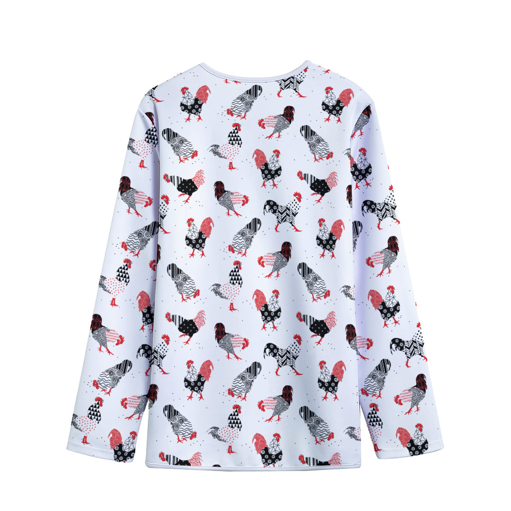 Exotic Chicken Pattern Print Long Sleeve Short Coat