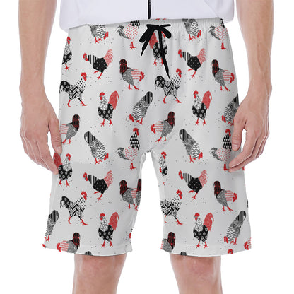 Exotic Chicken Pattern Print Men's Beach Shorts