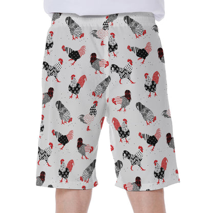 Exotic Chicken Pattern Print Men's Beach Shorts