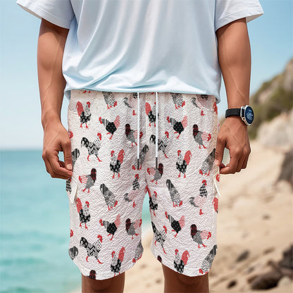 Exotic Chicken Pattern Print Men's Cargo Shorts