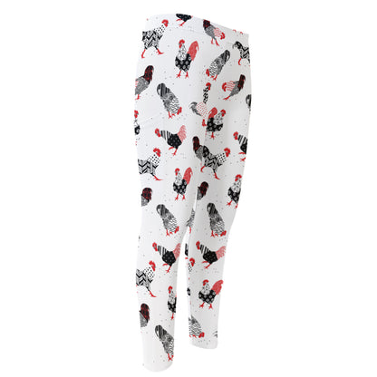 Exotic Chicken Pattern Print Men's Compression Pants