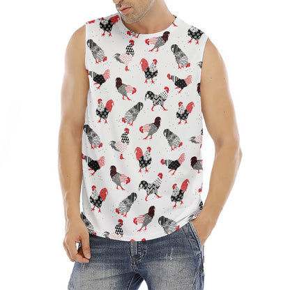 Exotic Chicken Pattern Print Men's Fitness Tank Top