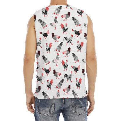 Exotic Chicken Pattern Print Men's Fitness Tank Top
