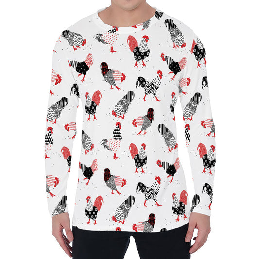 Exotic Chicken Pattern Print Men's Long Sleeve T-Shirt