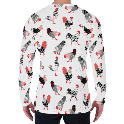 Exotic Chicken Pattern Print Men's Long Sleeve T-Shirt