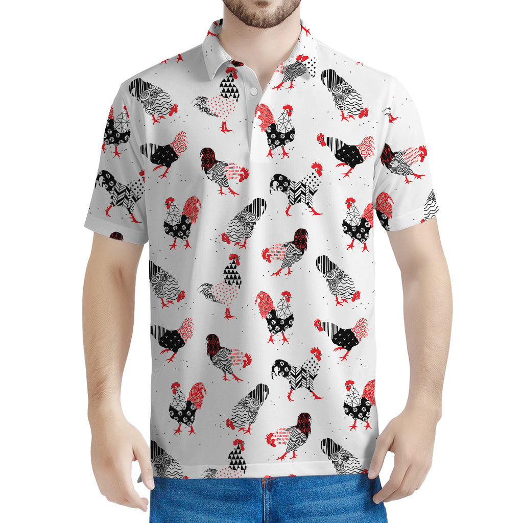 Exotic Chicken Pattern Print Men's Polo Shirt