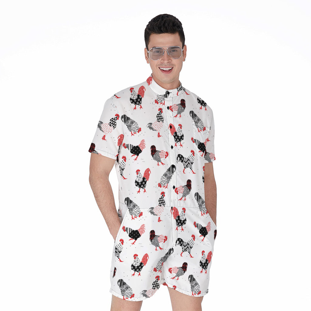 Exotic Chicken Pattern Print Men's Rompers
