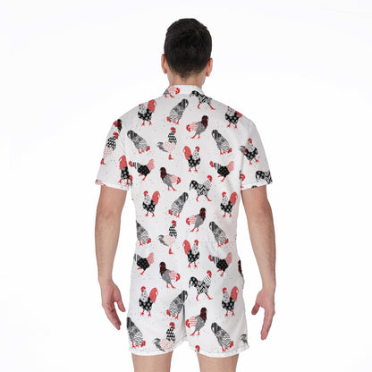 Exotic Chicken Pattern Print Men's Rompers