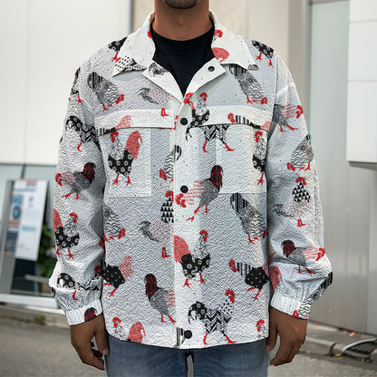 Exotic Chicken Pattern Print Men's Shirt Jacket