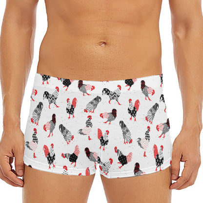 Exotic Chicken Pattern Print Men's Short Boxer Briefs