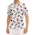 Exotic Chicken Pattern Print Men's Short Sleeve Rash Guard