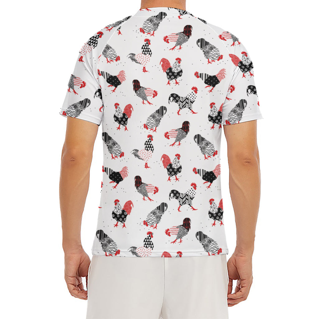 Exotic Chicken Pattern Print Men's Short Sleeve Rash Guard