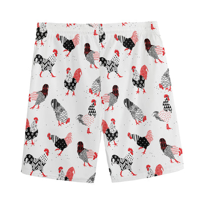 Exotic Chicken Pattern Print Men's Sports Shorts