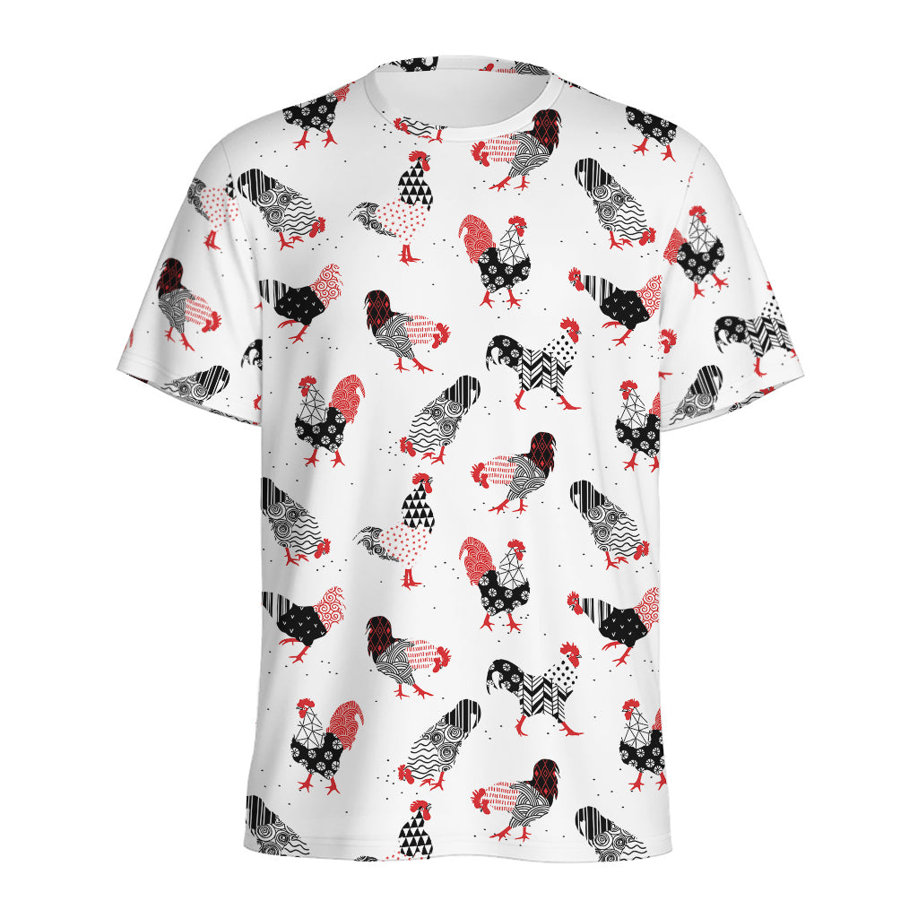 Exotic Chicken Pattern Print Men's Sports T-Shirt