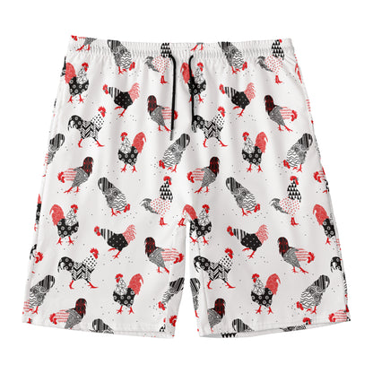 Exotic Chicken Pattern Print Men's Swim Trunks