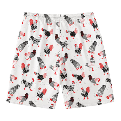 Exotic Chicken Pattern Print Men's Swim Trunks