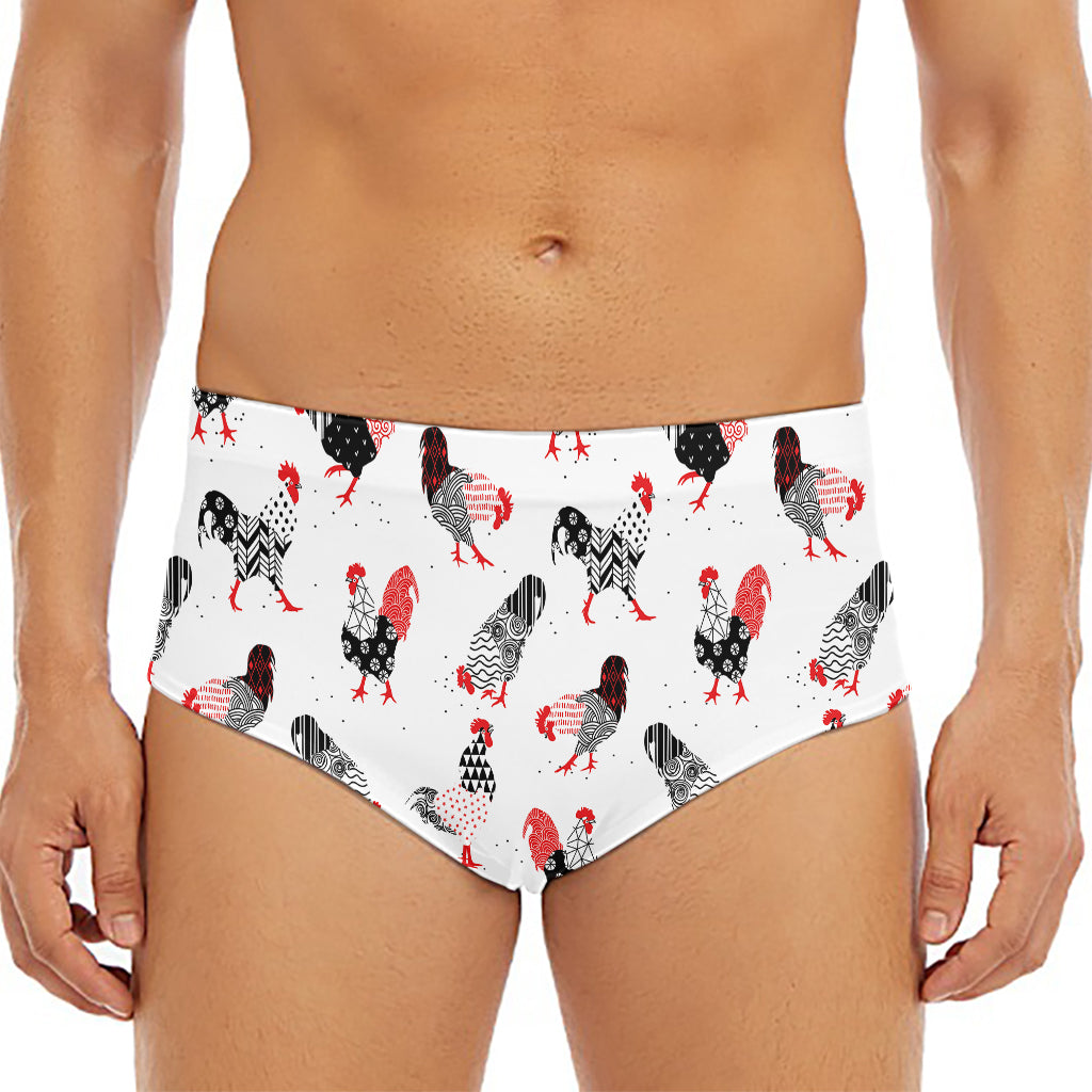 Exotic Chicken Pattern Print Men's Triangle Swim Briefs
