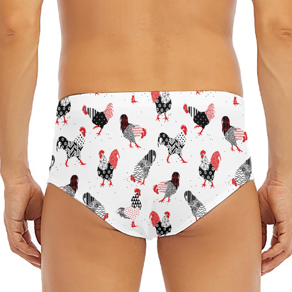 Exotic Chicken Pattern Print Men's Triangle Swim Briefs