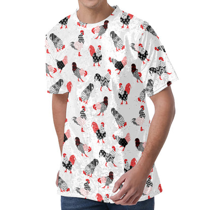 Exotic Chicken Pattern Print Men's Velvet T-Shirt
