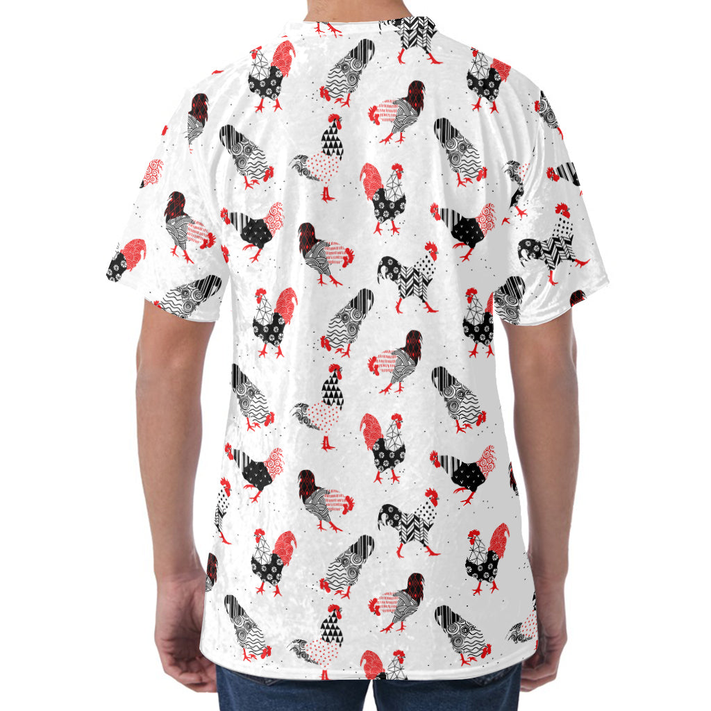 Exotic Chicken Pattern Print Men's Velvet T-Shirt