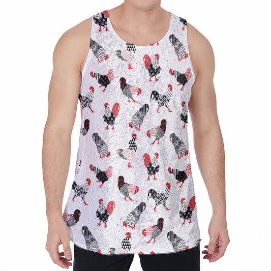 Exotic Chicken Pattern Print Men's Velvet Tank Top